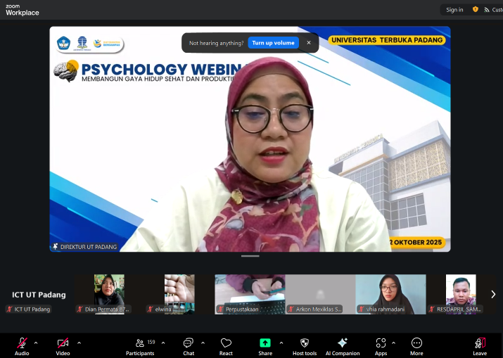 UT Padang Gelar Webinar Psikologi: Membangun Gaya Hidup Sehat dan Produktif